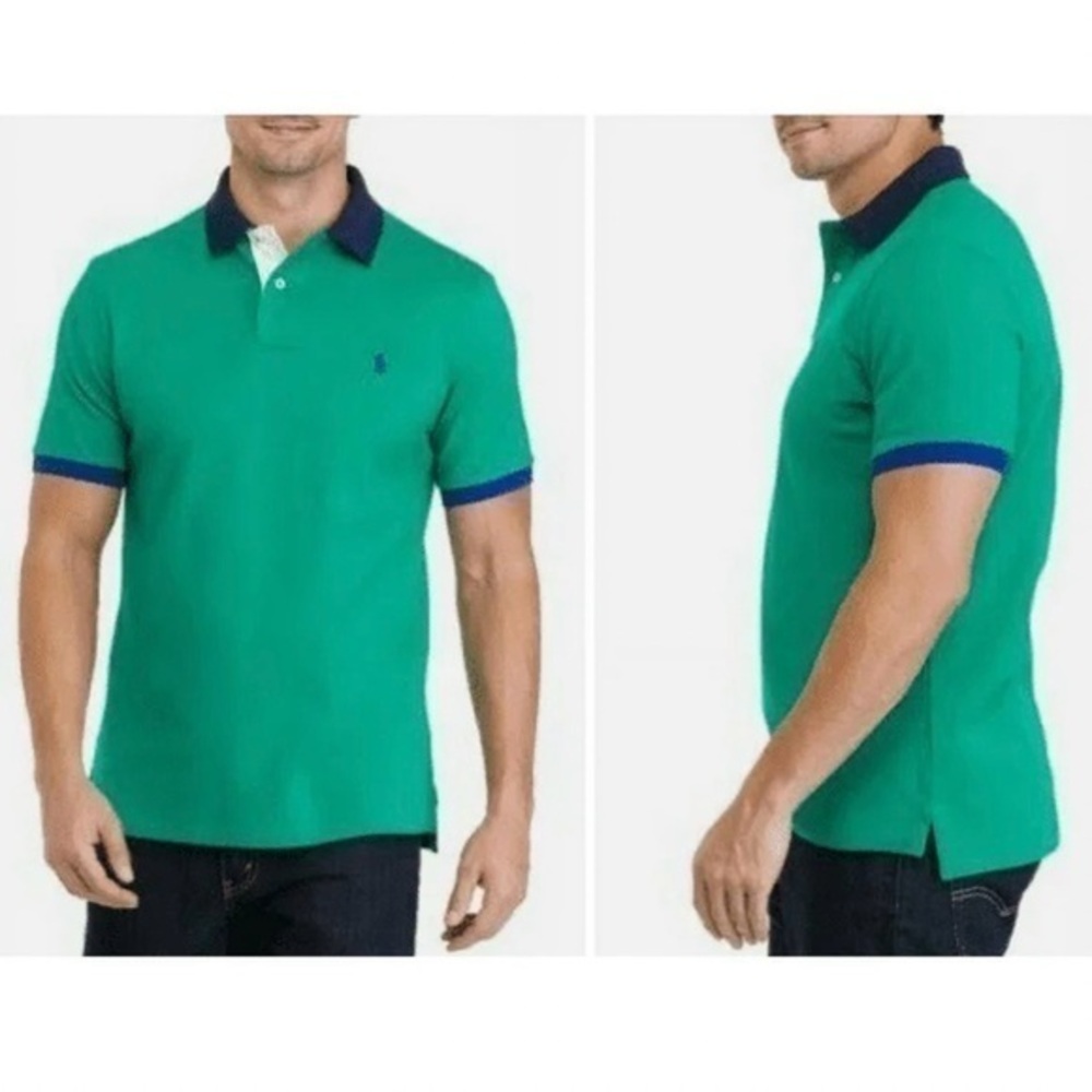 Polo Ralph Lauren Mens Classic-Fit Mesh Polo w/ Contrast Collar in Green Size S